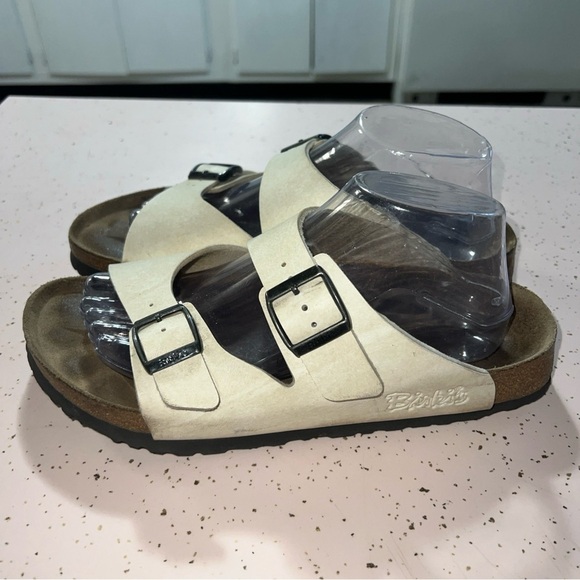 Birkenstock Sandals Women 6 Euro 37 Birki Birkis By Birkenstock Womens Belmont Cream  Leather Double Strap Sandals Size 9